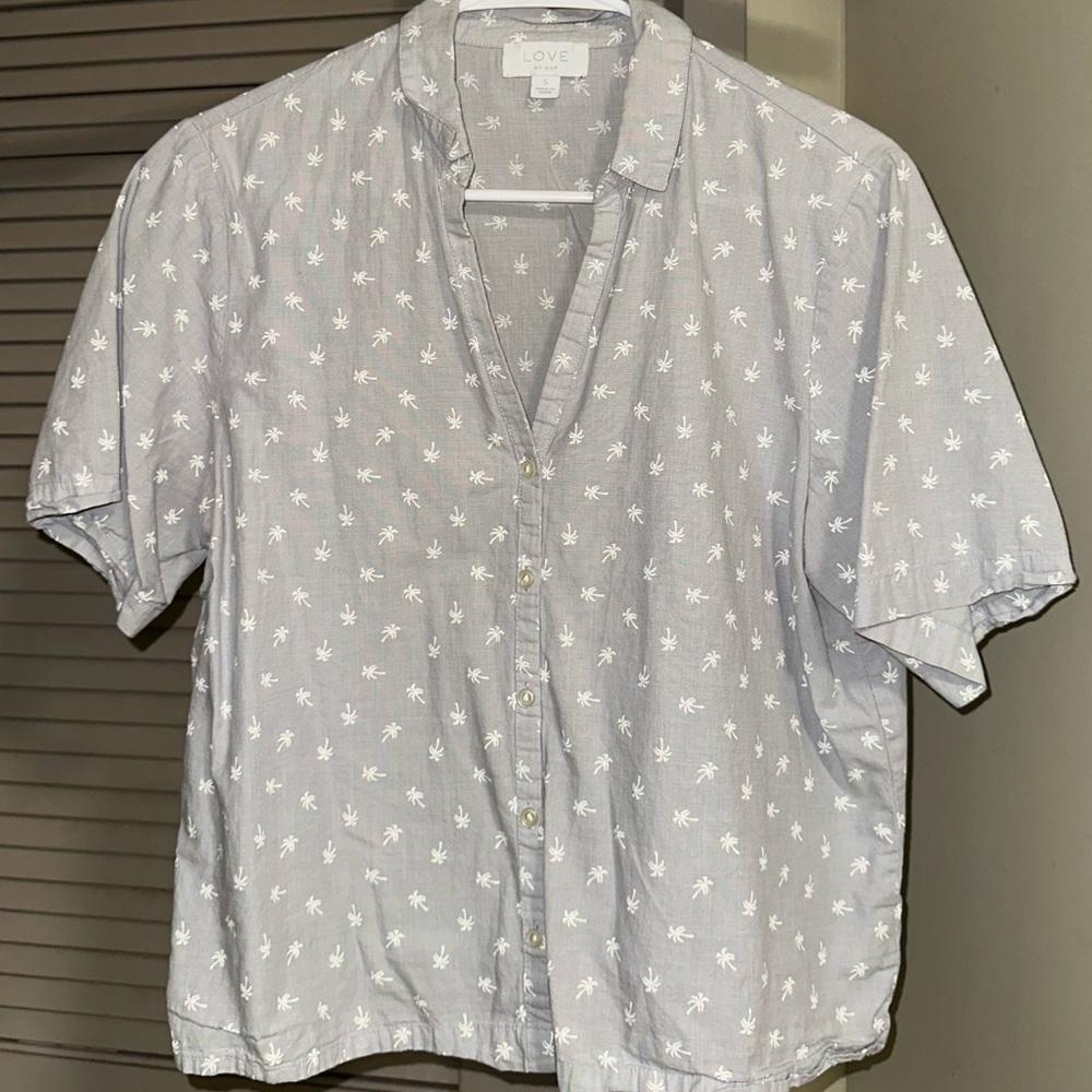 Light gray button up tee by GAP